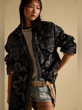 Free People We The Free London Fog Jacquard Shirt NWT Size XS